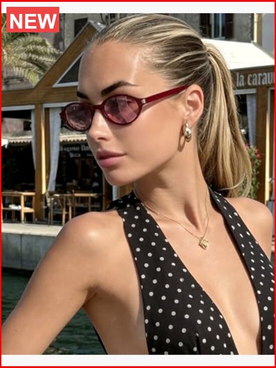 Retro Oval Sunglasses 90s Y2K Vintage Shades UV400 Protection main image 6